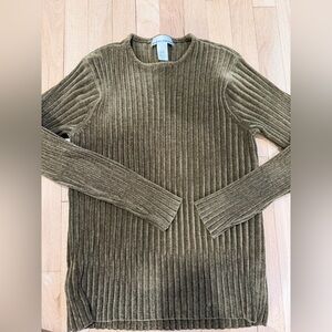 Jones New York Green Ribbed Crewneck Sweater